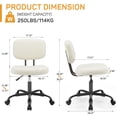 thumbnail image 6 of BEDDLE Home Office Task Desk Chair Armless Lumbar Support Low Back Height Adjustment,White, 6 of 7