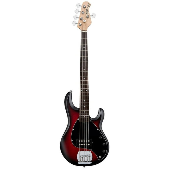 Sterling by Music Man StingRay RAY5 5-String Electric Bass Guitar Ruby Red Burst