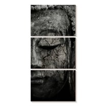 Elephant Stock Buddha Meditating Face Wall Art - Vertical Multi Panel Canvas - Living Room Wall Decor - Religion And Spirituality Multi Panel - Black And Gray Decor - 12" x 27"
