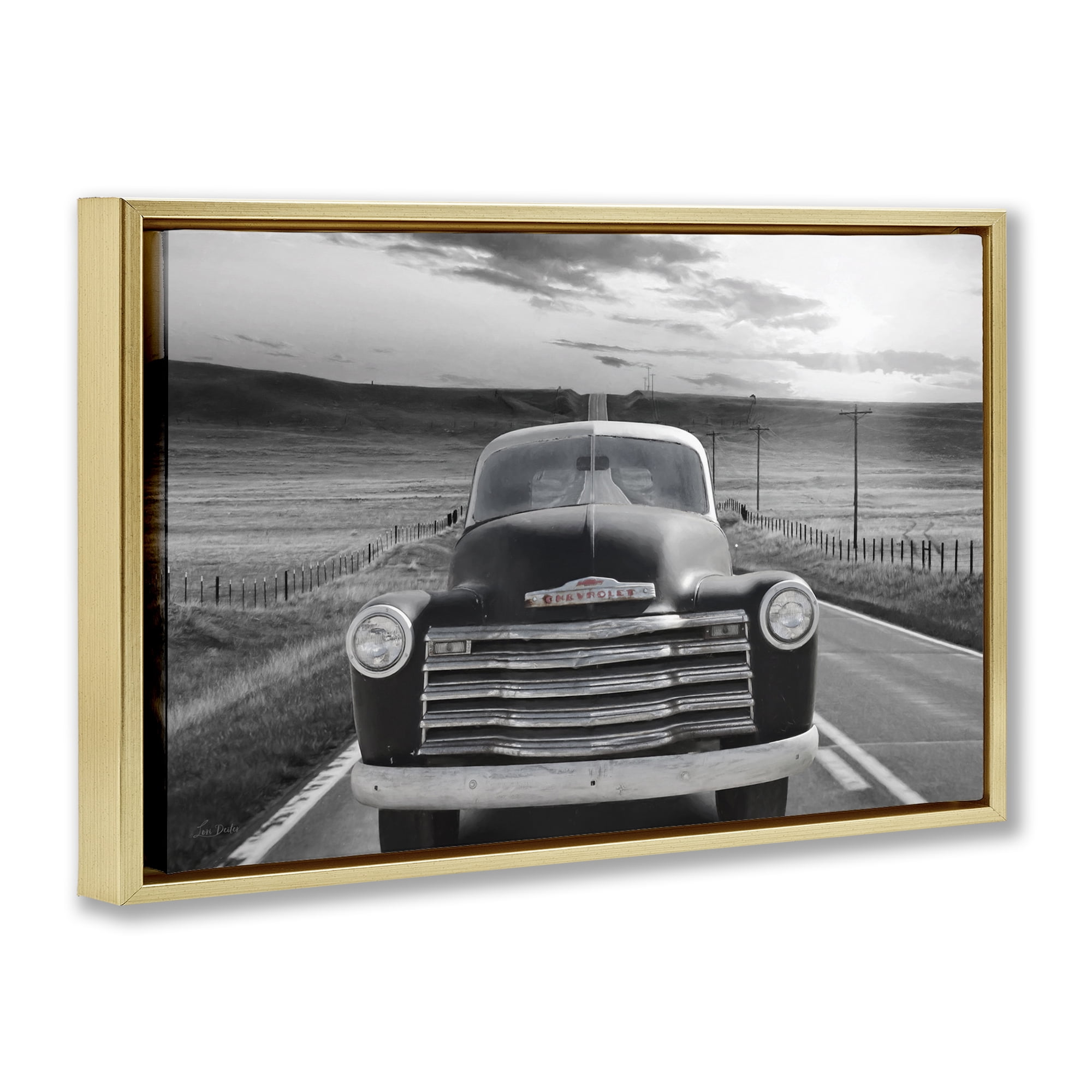 Stupell Industries Vintage Car Photography Transportation Photography Gold Floater Framed Art Print Wall Art, 25 x 17