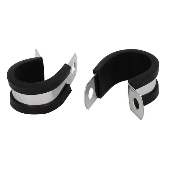 18mm Dia EPDM Rubber Lined P Clips Cable Hose Pipe Clamps Holder 2pcs