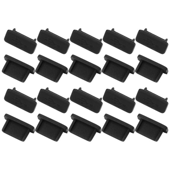 Phone Rubber Female Port Anti Dust Cover Cap Protector Black 11mm Long 20pcs for USB Type C