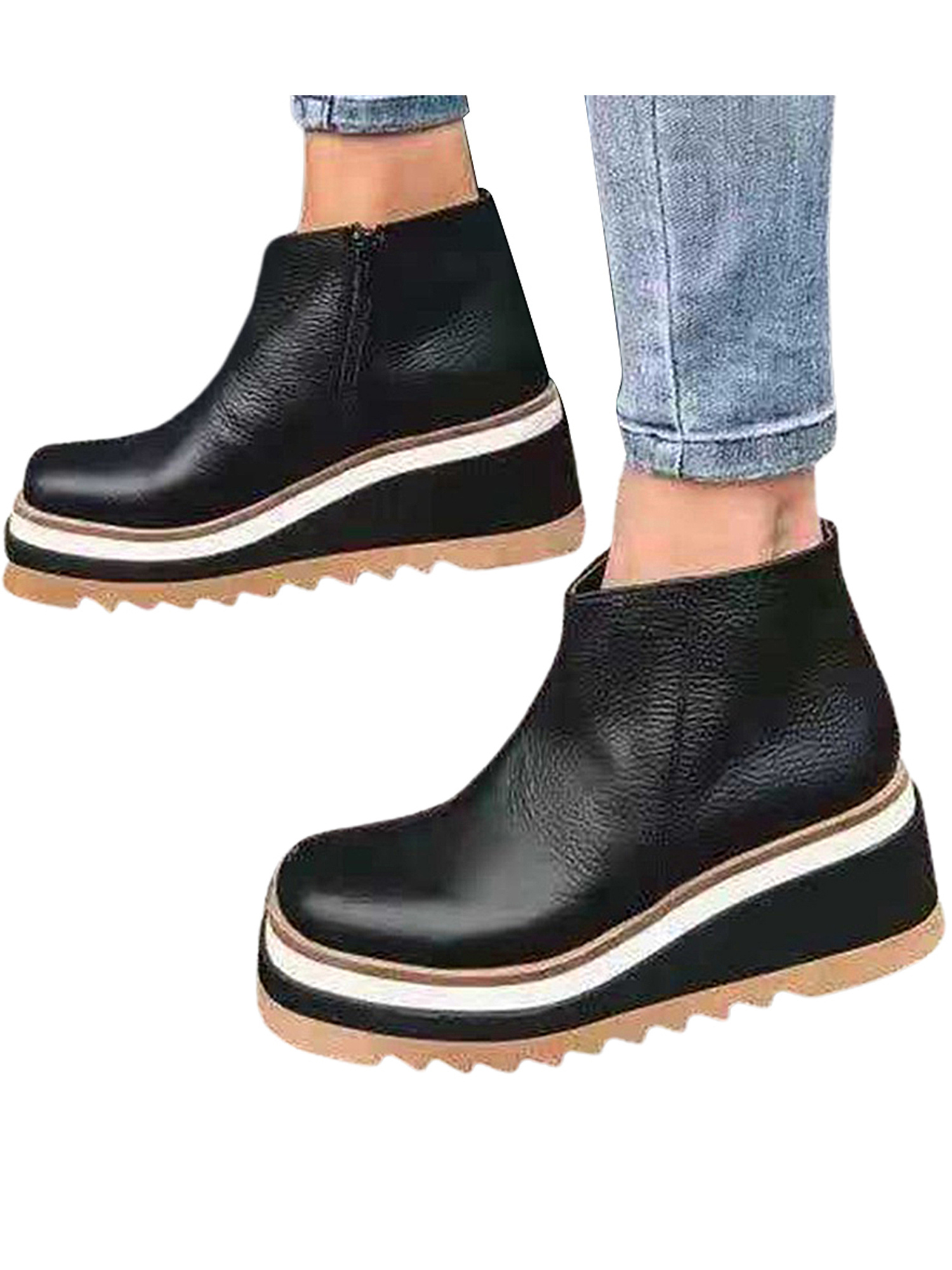 Womens Suede Mid-calf Boots High Hidden Wedge Heel Casual Platform Shoes Velvet Womens Suede Mid-calf Boots High Hidden Wedge Heel Casual Platform Shoes Velvet