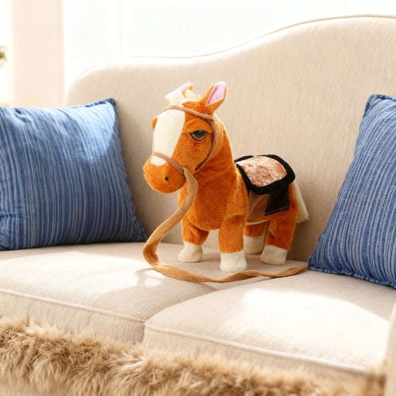 Electric Walking Horse Plush Toy with Sound, Realistic Neigh & Soft Music, Interactive Stuffed Animal Pony, Cuddly Companion, Easter Gifts, Valentine's Day Gift