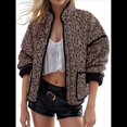 thumbnail image 1 of Chaqueta Acolchada Corta con Estampado Floral Vintage para Mujer, Chaqueta Corta Abierta Al Frente, Ropa de Abrigo Naranja y Negro M, 1 of 5