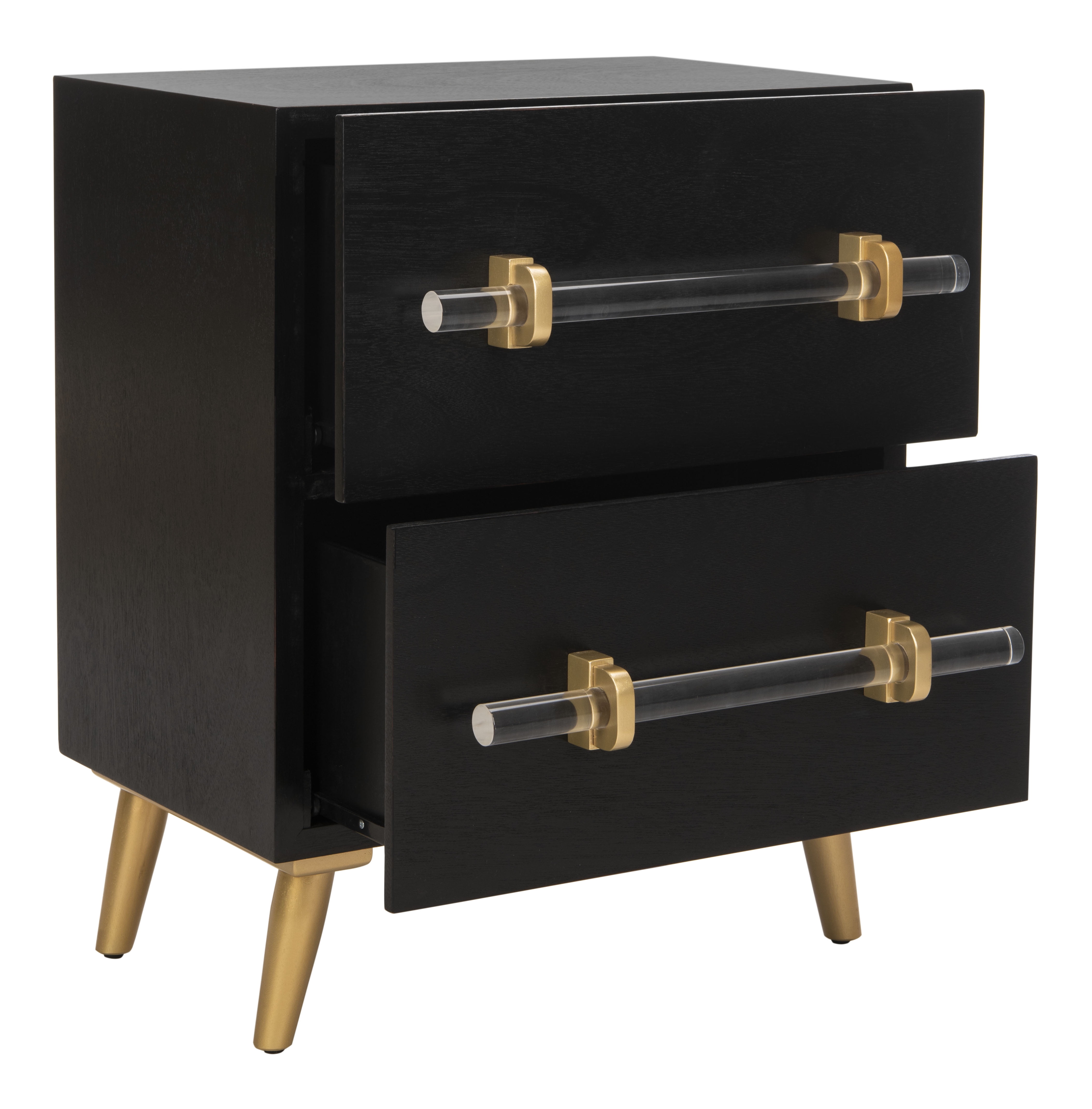 SAFAVIEH Sienne 2-Drawer Modern Contemporary Nightstand, Black