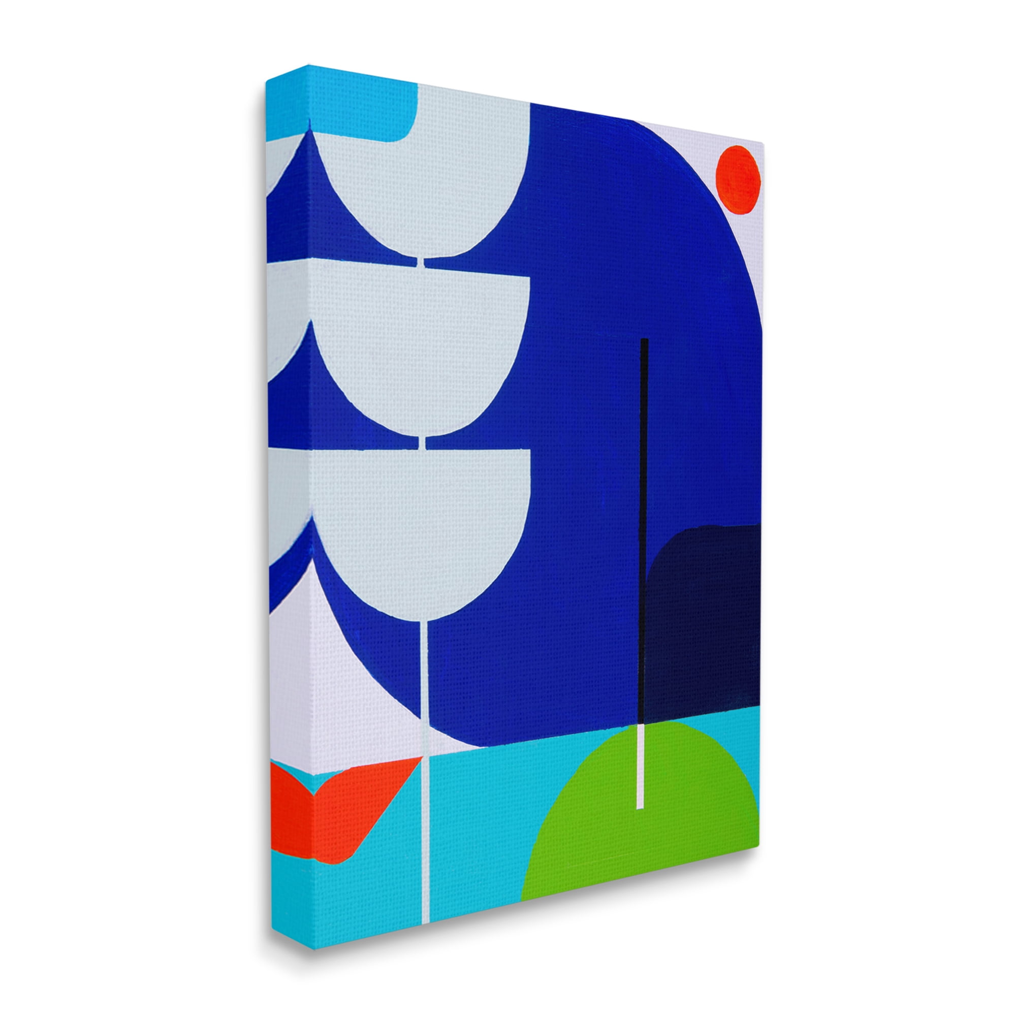 Stupell Industries Blue Contemporary Shapes Abstract Painting Gallery Wrapped Canvas Art Print Wall Art, 24 x 30