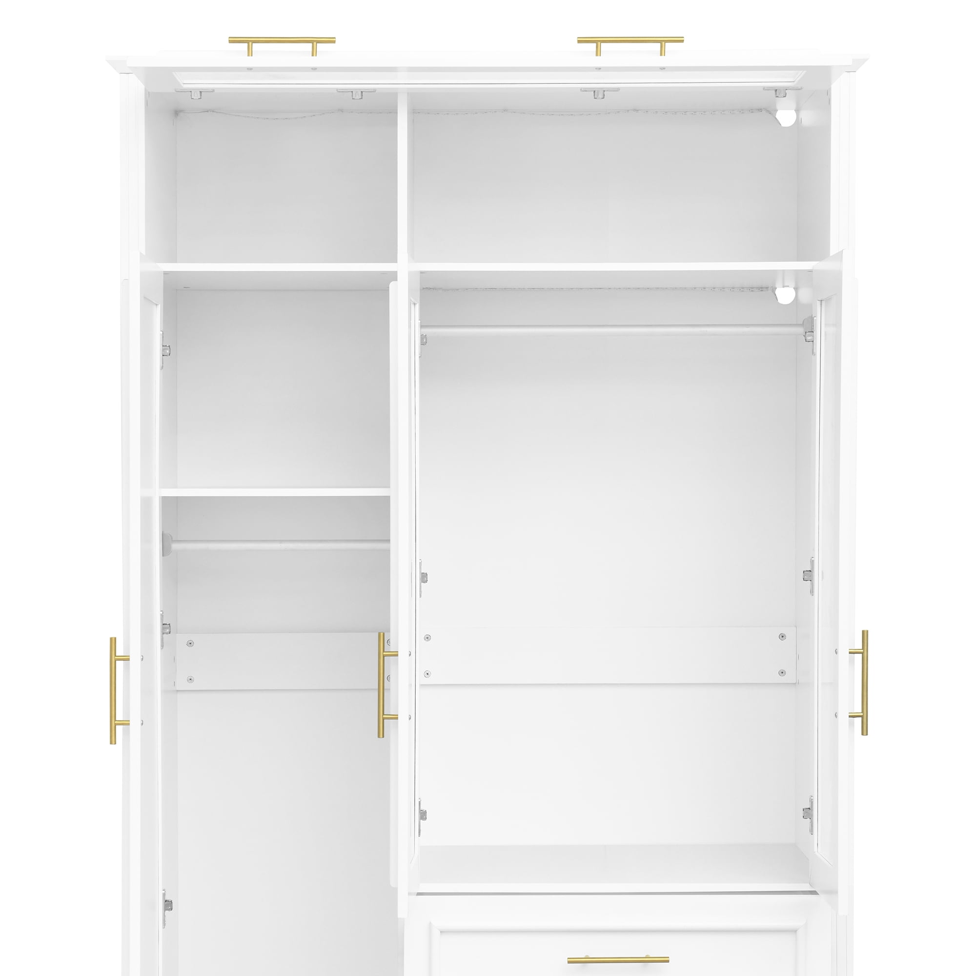 Euroco Modern 6 Door Armoires, Wood Wardrobe with Cabinet and Shelves, White