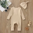 thumbnail image 5 of Okbabeha Newborn Baby Girl Boy Fall Onesie Knit Ribbed Long Sleeve Romper Jumpsuit Button Jumpsuit Onepiece Winter Outfit, 5 of 7