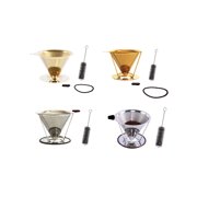 TOP-MAX Stainless Steel Coffee Filter Double-Layer Filter Reusable Drip Coffee Filter (Leakage Mesh Bracket)
