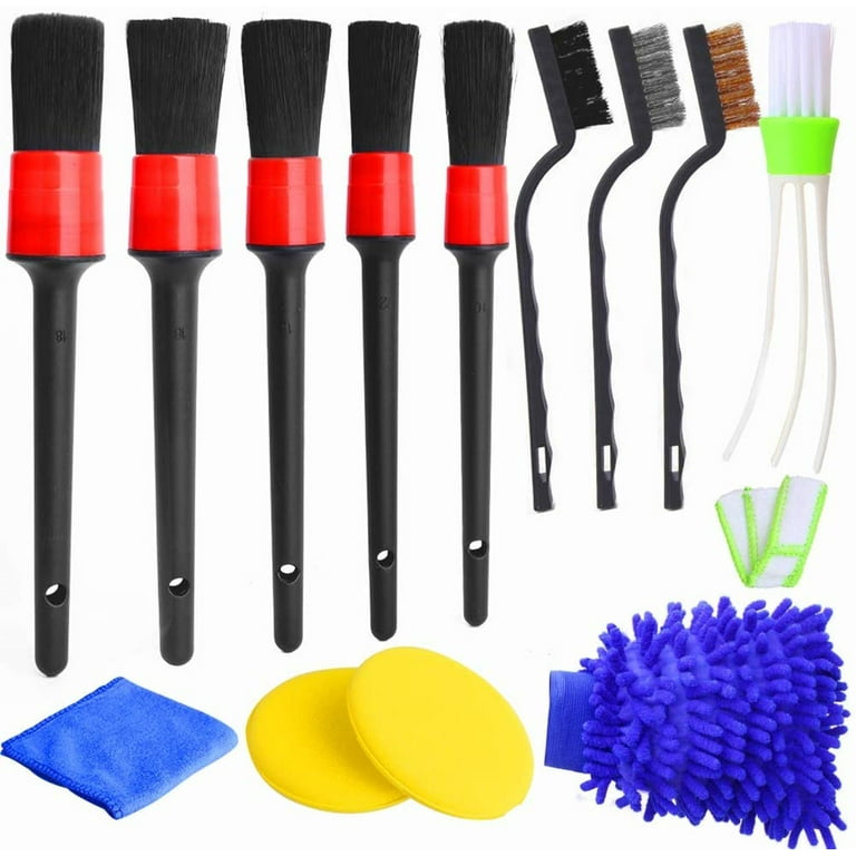 13 Pieces Auto Detailing Brush Set for Cleaning Wheels, Interior, Exterior,  Leather 