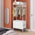 thumbnail image 6 of AODAILIHB Freestanding Clothes Rack with 2 Shelves, 4 Drawers, and Hooks, White, 6 of 7