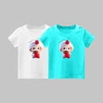 thumbnail image 3 of 2-Piece Girls Cute T-Shirt Kids Summer Short Sleeve Tops Rabbit Casual Cotton Trendy Crew Neck Graphic Tees Kids Gift, White/Blue, 2 Years, 3 of 3