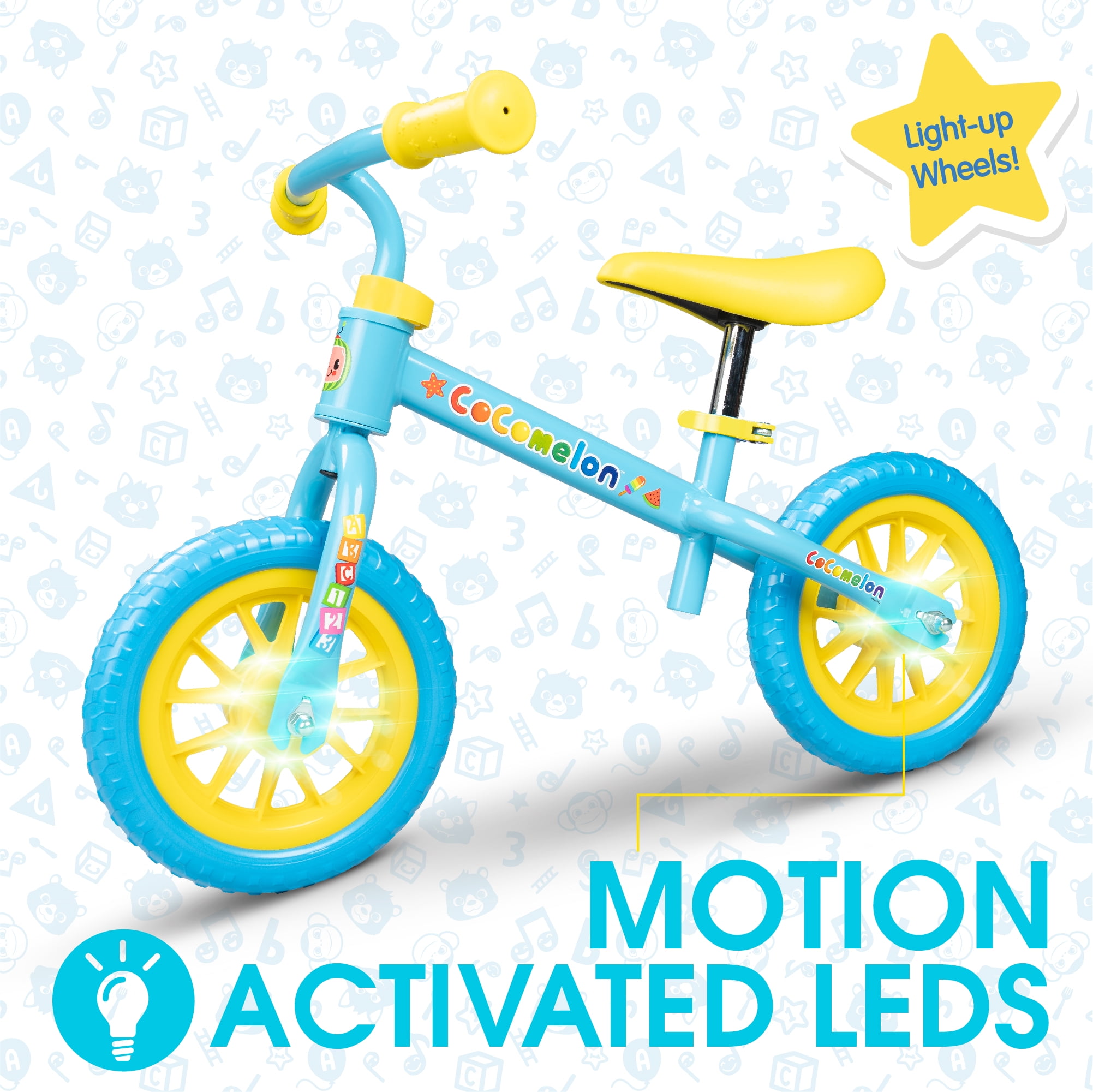 Cocomelon Toddlers Balance Bike Helmet Light-up Wheels Lightweight Trainer Blue - Walmart.com