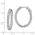 thumbnail image 2 of Sterling Silver Rhodium Plated With Cubic Zirconia Hinged Oval Hoop Earrings - Measures 27x21mm Wide, 2 of 2