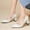 White, variant on Bmisegm Fashion Autumn Women Casual Shoes High Heel Chunky Heel Pointed Toe Solid Color Shallow Mouth Slip OnCasual Shoes for Women Beige 40