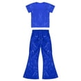 thumbnail image 3 of iiniim Boys Girls Hip Hop Jazz Disco Performance Dance Costume Sequins Short Sleeve T-Shirt Tops with Royal Blue 150, 3 of 5