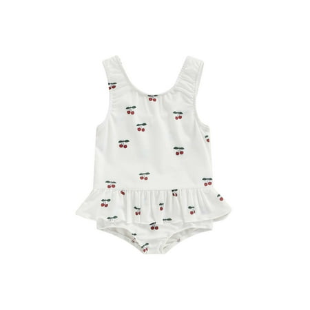 

Suanret Toddler Kids Baby Girls Swimsuits Summer Floral Print Sleeveless One Piece Swimming Suit Swimwear White 6-12 Months