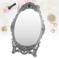 thumbnail image 1 of Retro Desktop Makeup Mirror with Floral Embossed Beaded Edges, Clear Image, Functional Vintage Mirror, Dressers, Gifts, 1 of 8