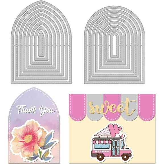 Arched Cutting Dies Template Dotted Line Metal Die Cuts Arch Nesting Cutting Die Frame Die Cuts for Card Scrapbooking and DIY Craft Album Paper Card Decor