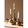 thumbnail image 1 of SET OF THREE ANTIQUE BRASS TAPER CANDLE HOLDERS, 1 of 2