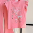 thumbnail image 6 of UAYOTSE Girls Summer Two Piece Set with Ruffled Sleeve Vest and Flared Pants Cartoon Print Breathable Cotton Childrens Clothing,Sizes 7-8 Years, 6 of 6