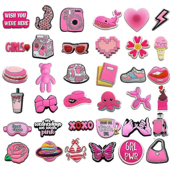 37pcs New Girls Pink Croc Charms Jibbitz 20pcs Mega Value Bundle - Free Postage