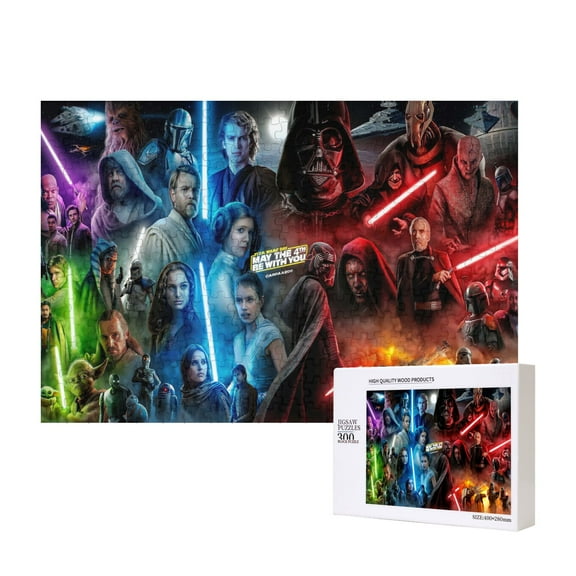 Star The Man-dalorian War Wooden Picture Puzzle 300 Piece Jigsaw Puzzle for Adults Challenging Puzzle Game Gifts