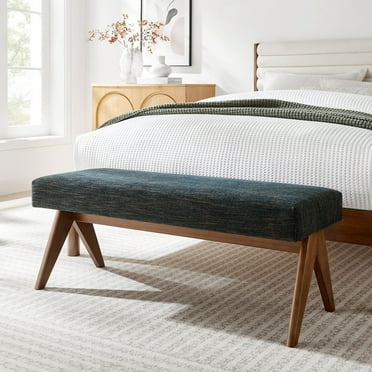 Modway Lyra 47" Fabric Upholstered Bench in Azure
