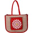 thumbnail image 3 of Multipurpose Reusable Jute Bags/, Eco-Friendly Ladies Bag Design Shopping Grocery Gift Bag with Handle for Women, Multicolor, ASSORTED COLOR Pack of 3, 3 of 3