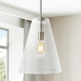 thumbnail image 4 of JONATHAN Y Arlo 11.5" 1-Light Mid-Century Modern Iron/Seeded Glass LED Pendant, Nickel/Clear, 4 of 10