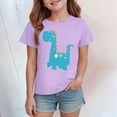 thumbnail image 2 of kpoplk Girls/Kids/Toddlers Crew Neck Cotton T-Shirts Short Sleeve Summer Basic Top(Light Purple,5-6 Y), 2 of 4