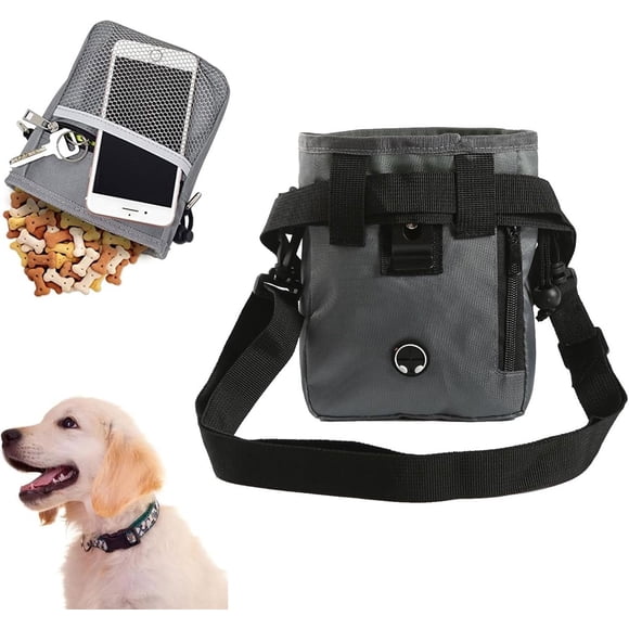 Dog Treat Pouch - Dog Treat Pouch - with Poop Bag Holder - Walking Waist Bag - Dog Treats - Dog Treat Pouch - Dog Training - Grey