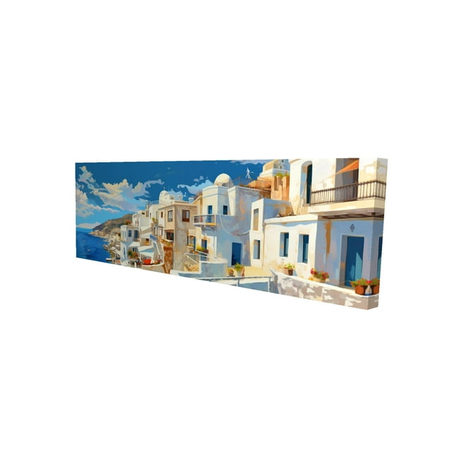 Grèce - Toile 16"x48 Pouces - Impression à la Demande