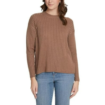 Jessica Simpson Women's Ribbed Crewneck Sweater S Brown