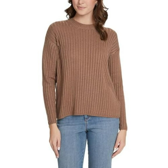 Jessica Simpson Women's Ribbed Crewneck Sweater S Brown