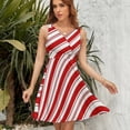thumbnail image 7 of Red White Christmas Candy Cane Sleeveless Dress Women Summer Evening Dresses Ladies Sundress, 7 of 7