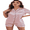 Pink, variant on Women Short Sleeve Pajama Sets Fashion Silk Lapel Comfy Button Basic for Sleepwear Suit S-3XL