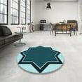 thumbnail image 3 of Ahgly Company Indoor Round Patterned Medium Teal Green Area Rugs, 6' Round, 3 of 6
