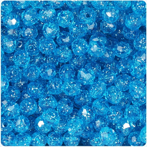 BeadTin Turquoise Transparent 8mm Faceted Round Craft Beads (450pcs)