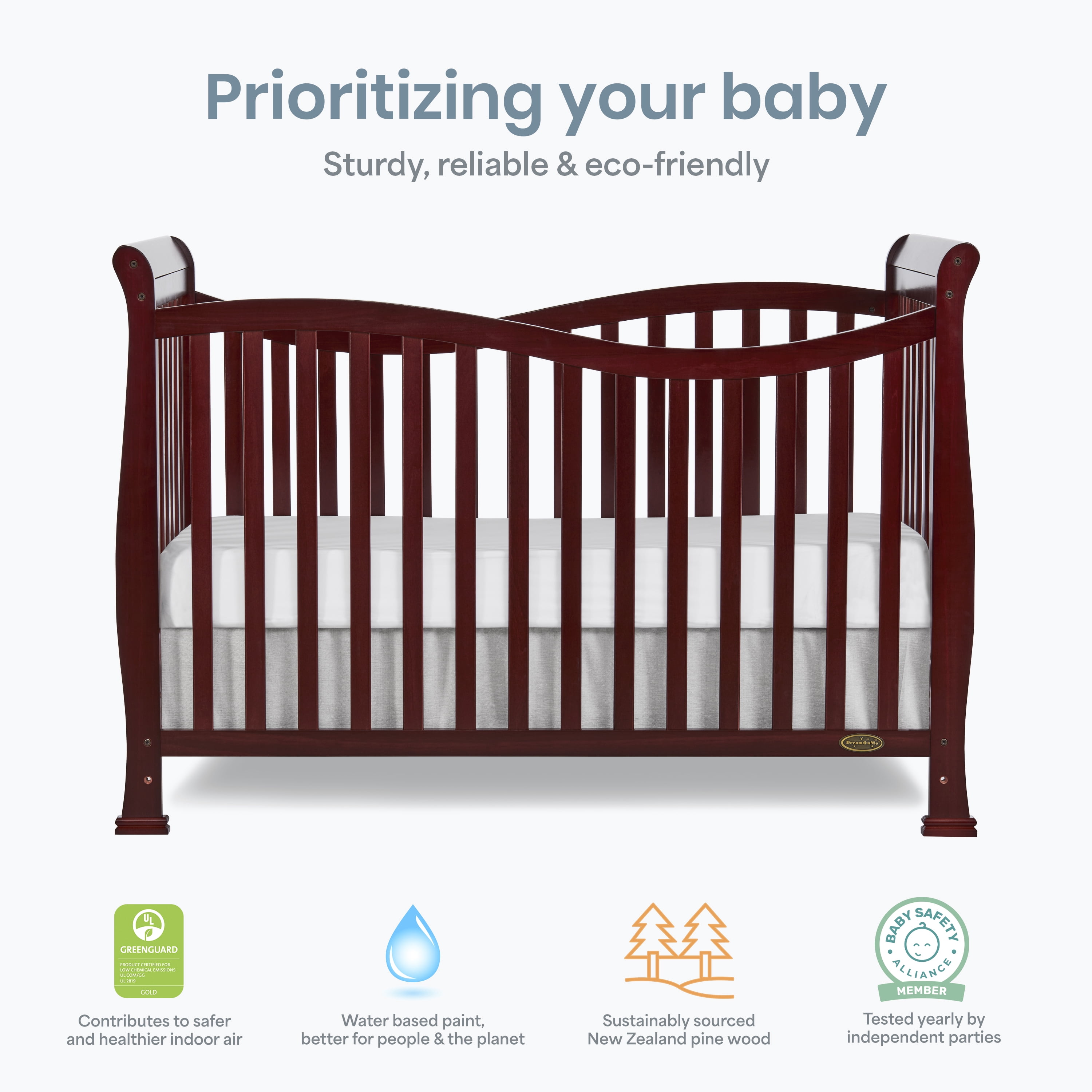 Dream On Me Violet 7-in-1 Convertible Crib Cherry