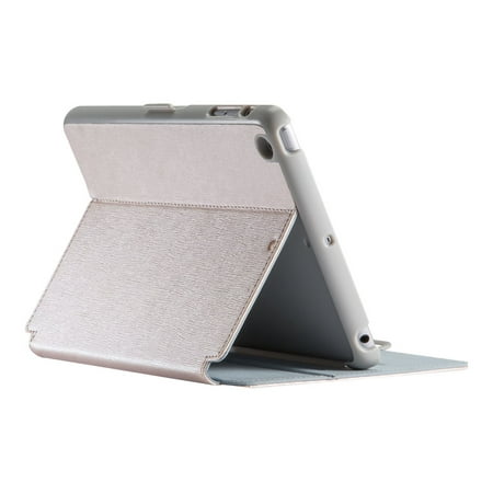 Speck StyleFolio - Luxury Edition - flip cover for tablet - vegan leather - slate gray, sand gray, textured metallic white gold
