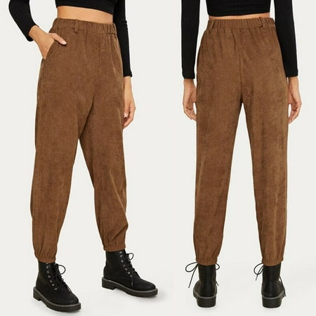 corduroy trousers leisure waist leg autumn pants casual wide winter