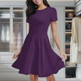 thumbnail image 2 of Dark Purple Women's Classic Swing Skater Dress Casual Work Party Cocktail Dresses, 2 of 6