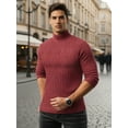 thumbnail image 2 of OALUXE Turtleneck Ribbed Long Sleeve Shirts for Mens Undershirts Knit Thermal Fitted Basic Tops, 2 of 7