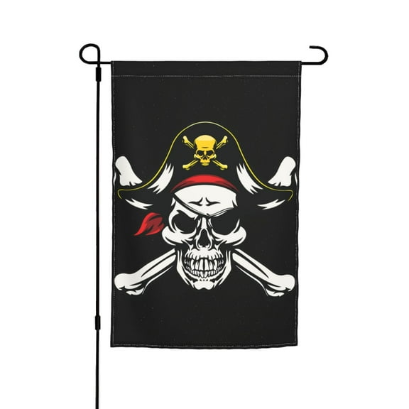 Skull And Crossbones Pirate Garden Flag 12x18 Inch, Double Sided Outside Sign Yard Flag Farmhouse Indoor Decor