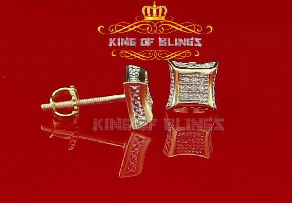 King of Bling's 10K Yellow Gold with Real 0.05CT Diamond Men's /Womens Square Stud Earring