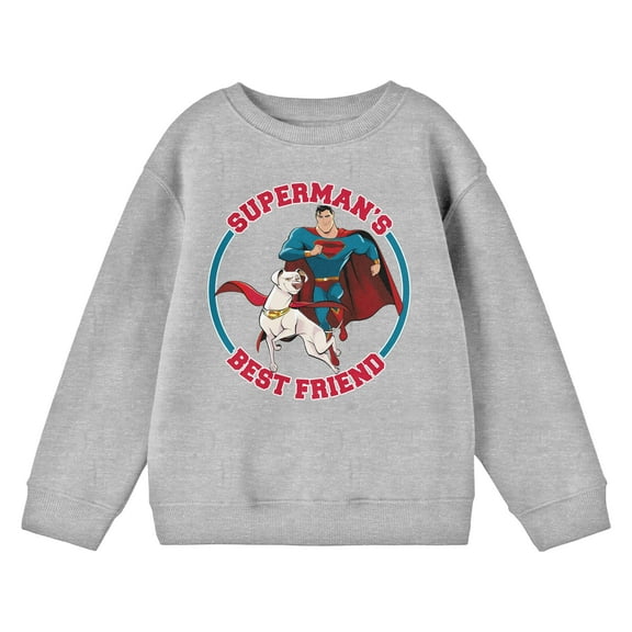 DC League of Super Pets Superman's Best Friend Youth Athletic Gray Sweatshirt-Medium