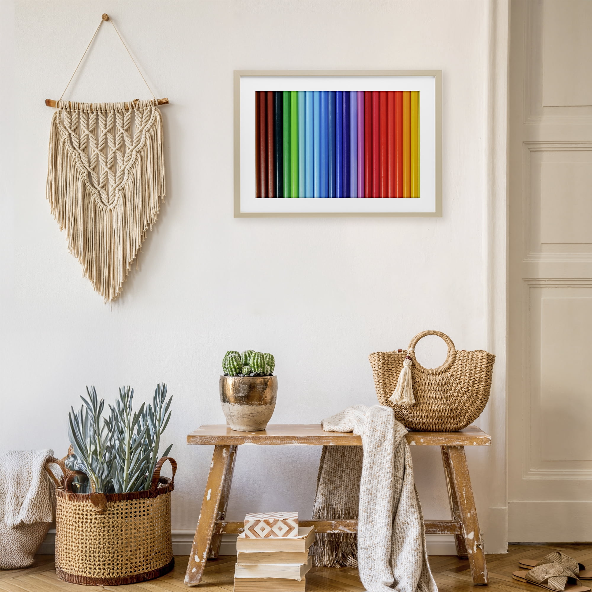 Stupell Industries Colored Pencil Lineup Birch Framed Print Under Glass, design by Tom Quartermaine
