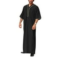 thumbnail image 2 of ANINEO Mens Casual Loose Arab Dubai Robe Middle Sleeve Button Shirt Solid Color Leisure Male Dailywear, 2 of 5
